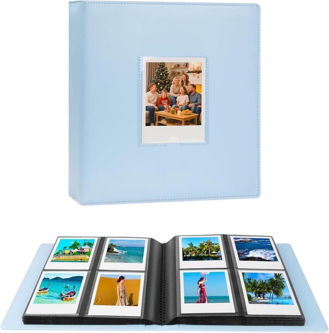 256 Pockets Large Photo Album for Polaroid i-Type/600/SX-70 Instant Photos, 3.5x4.25 Picture Book Fits Fujifilm Instax Wide 400/300 Film, Blue