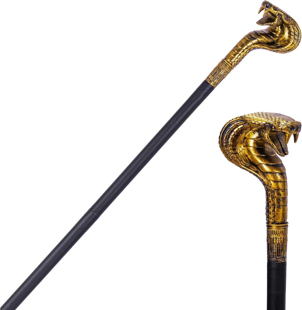 Spooktacular Creations Halloween Walking Cane, Egyptian Snake Staff for Mystical Pharaoh Ancient Themed Dress Up Party (Gold)