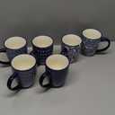 Selamica 16 oz Porcelain Coffee Mugs Set, Ceramic Tea Cup with Handle, dishwasher, oven, microwave safe, Pack of 6, Vintage Blue