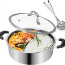 Shabu Hot Pot Stainless Steel,Chinese Induction Shabu Pot with Divider for Kitchen Cooker, Gas Stove (11 Inch)