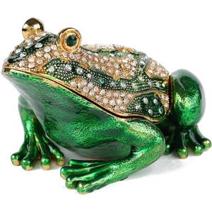 Frog Trinket Boxes Hinged Enamel Hand-Painted Jewelry Box Animals Figurine Craft Ornaments Unique Gift for Home Decor
