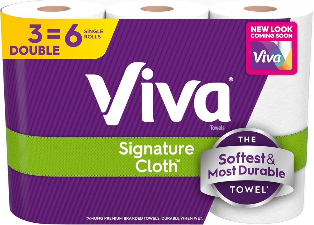 2 x Viva Signature Cloth Paper Towels, 3 Double Rolls, 86 Sheets per Roll