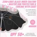 Klyyo Clyro 6.5 ft Patio Umbrella with Fringe, UPF 50+ UV Boho Outdoor Beach Umbrella with Carry Bag, UV Sun Protection Shade with Tassels for Garden, Deck, Backyard (Pink Strip,Standalone)