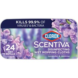 Clorox Scentiva Disinfecting Wet Mopping Cloths - Lavender & Jasmine - 24ct: Compatible With Swiffer Mops, Bleach-Free, Ideal for Linoleum