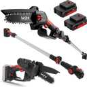 MZK 2-in-1 Cordless Pole Saw & Mini Chainsaw with 3 Replacement Chain, 20V Battery Pole Chainsaw, 4.5" Cutting Capacity, 13ft Reach Pole Saw for Tree Trimming(2 Batteries and Fast Charger Included)