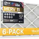 BNX TruFilter 16x25x1 Air Filter MERV 11 (6-Pack) - MADE IN USA - Allergen Defense Electrostatic Pleated Air Conditioner HVAC AC Furnace Filters for Allergies, Dust, Pet, Smoke, Allergy MPR 1200 FPR 7