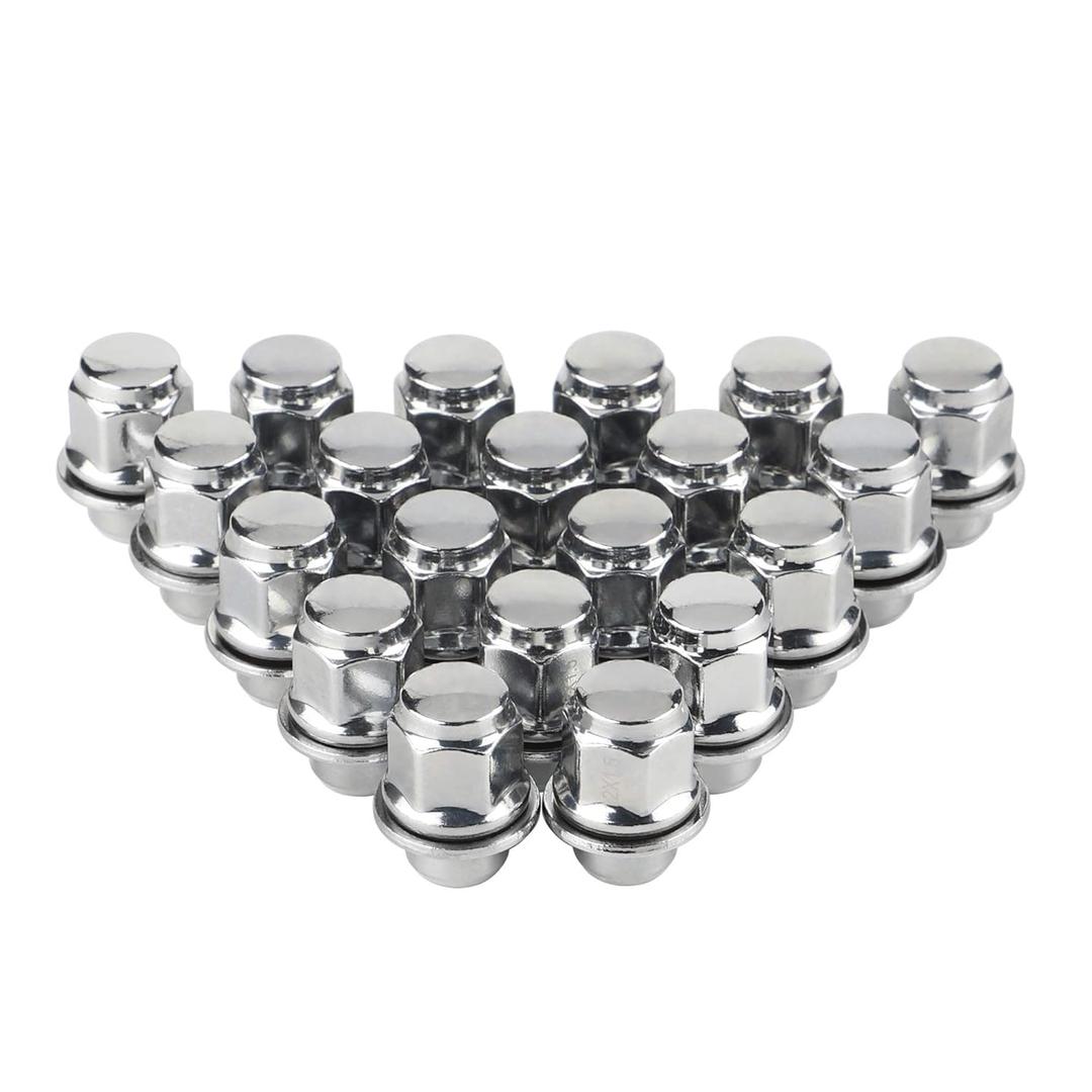 M12x1.5 Wheel Lug Nuts for Cmary Corolla, 20PCS One-Piece OEM Mag Lug Nuts 12x1.5 Lug Nut with 3/16'' (21mm) Hex for Camry Tacoma Corolla Rav4 4Runner ES350 IS300 (Chrome)