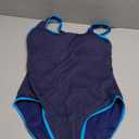 BMJL Women's One Piece Swimsuit Sports Adjustable Strap Bathing Suit Color Block Ribbed High Cut Swimsuits (X-Large, Dark Blue&Blue029)