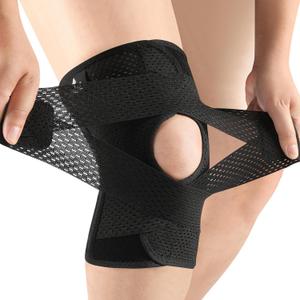 NEENCA Knee Brace for Knee Pain, Compression Knee Support with Air Mesh Fabric, Adjustable Knee Wrap with Side Stabilizers, Ultra-Soft Bandage for Sports, Running, Meniscus Tear, ACL, Arthritis Relief (Medium, Black)