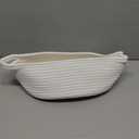 Woven Storage Basket with Handle, Small Baskets for Gifts Empty, Cotton Rope Boho Baskets for Organizing, Bathroom Closet Shelf Organizer Bins, Decorative Cute Toy Basket Bin for Nursery (13" x 8" x 6", White)