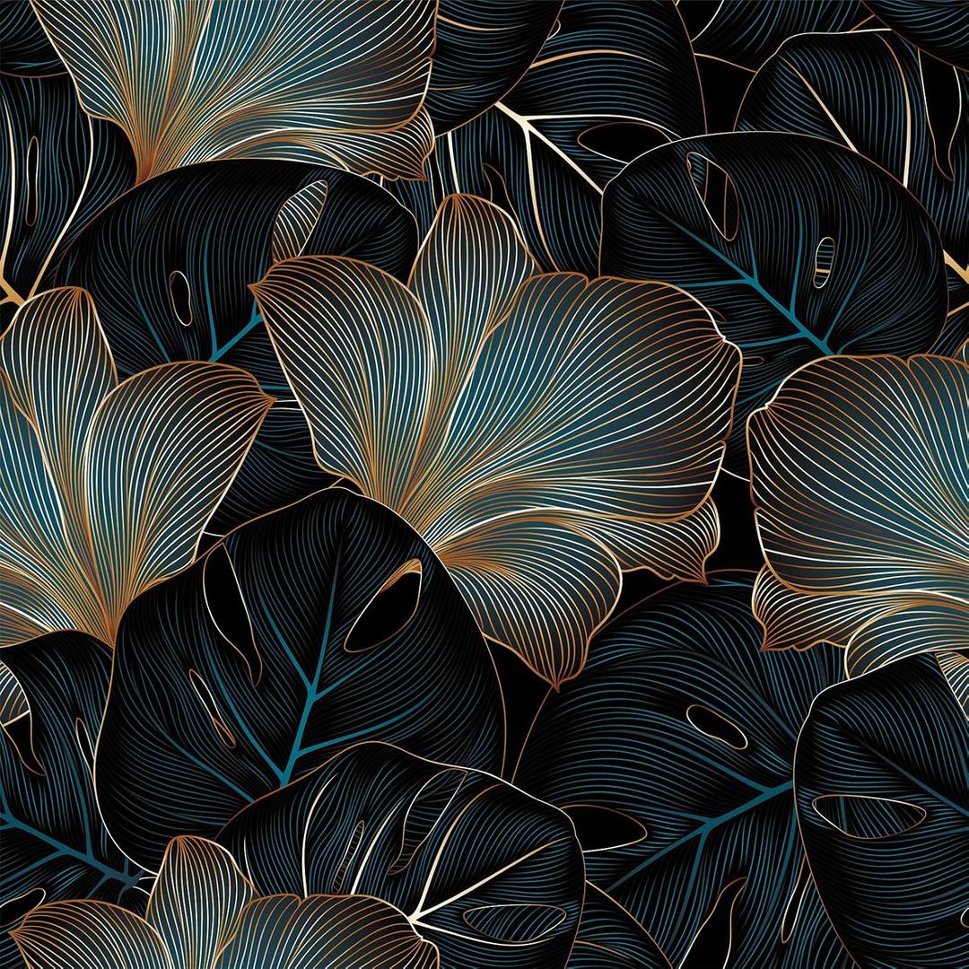 Tropical Leaf Wallpaper Peel and Stick Self Adhesive Dark Black Blue Gold Watercolor Vivid Whimsical Botanical Leaf Contact Paper Removable Waterproof for Bedroom Renter Friendly 17.71"x236.2"
