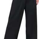 Betusline Women's High Waist Dress Pants Business Side Button Work Wide Leg Pants Straight Leg Trousers for Women, Black, X-Small (Black, XS)