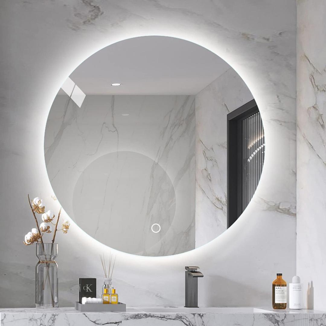 Dimmable LED Backlit Mirror Anti-Fog Illuminated Vanity Mirror Bathroom Mirror with Touch Button (24" Round)