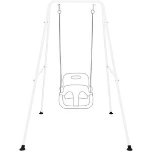 Baby Swing Stand, Heavy Duty Foldable Swing Stand A-Frame Metal Swing Stand Frame for Backyard Indoor & Outdoor, Hammock Chair not Included (White)