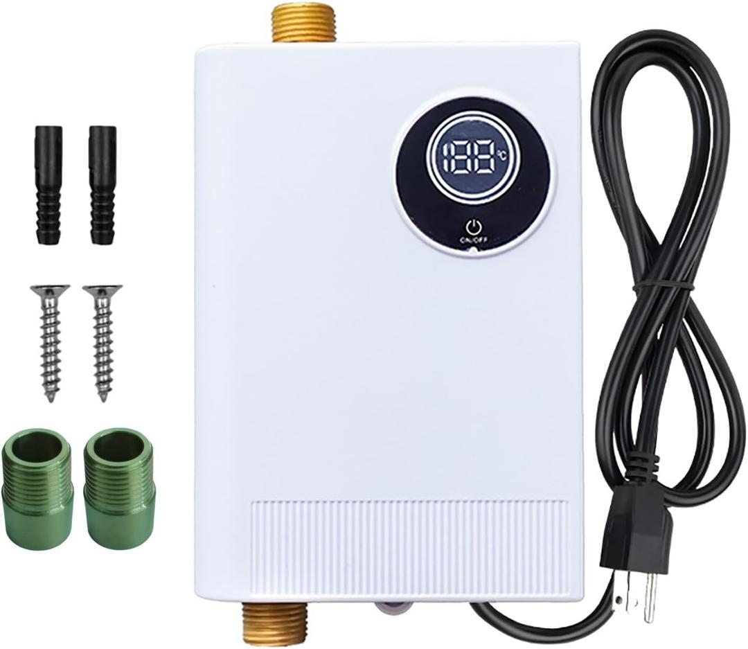 110V Tankless Water Heater, 3000W Electric Water Heater Under Sink, On Demand Instant Hot Water Heaters with Digital Display, 1/2" NPT for Hand Wash Kitchen RV