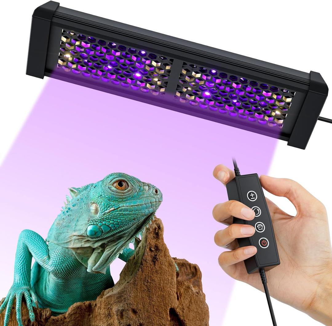 8.5" Aluminum UVB 10.0 LED Reptile Light Bar with Timer & Dimmer, Ultra-Slim Metal UVB/UVA Lamp for Terrariums  Even Light Output, Long Lifespan, Ideal for Bearded Dragons, Turtles & Lizards