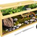 75 Gallon Reptile Tank, Wooden Bearded Dragon Terrarium Tank with Top Ventilation, Large Reptile Enclosure for Snake, Lizard, and Leopard Gecko, Includes Feeding Tongs, 48" L x 20" W x 20" H
