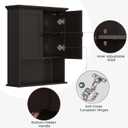 Bathroom Wall Cabinet, Over The Toilet Storage Cabinet Wall Mounted Medicine Cabinet with Build-in Spirit Level Cupboard Adjustable Shelves for Bathroom Laundry Room Kitchen, Espresso