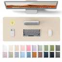 YSAGi Leather Desk Pad Protector, Office Desk Mat, Large Mouse Pad, Non-Slip PU Leather Desk Blotter, Waterproof Laptop Desk Writing Pad for Office and Home (23.6" x 13.8", Eggshell)