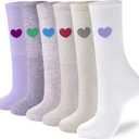 inhees Women's Cotton Crew Socks - 6Pairs Above Ankle Fun Cute Heart Bootie Dress Socks - Gifts for Mother/Her