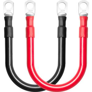 MILAPEAK 2 AWG Battery Cables, 1 Foot 2 Gauge Marine Battery Inverter Cable Set With 3/8" Terminals Lugs (Positive and Negative) for Solar, Rv, Car, Boat, Motorcycle, Automotive (Black and Red)