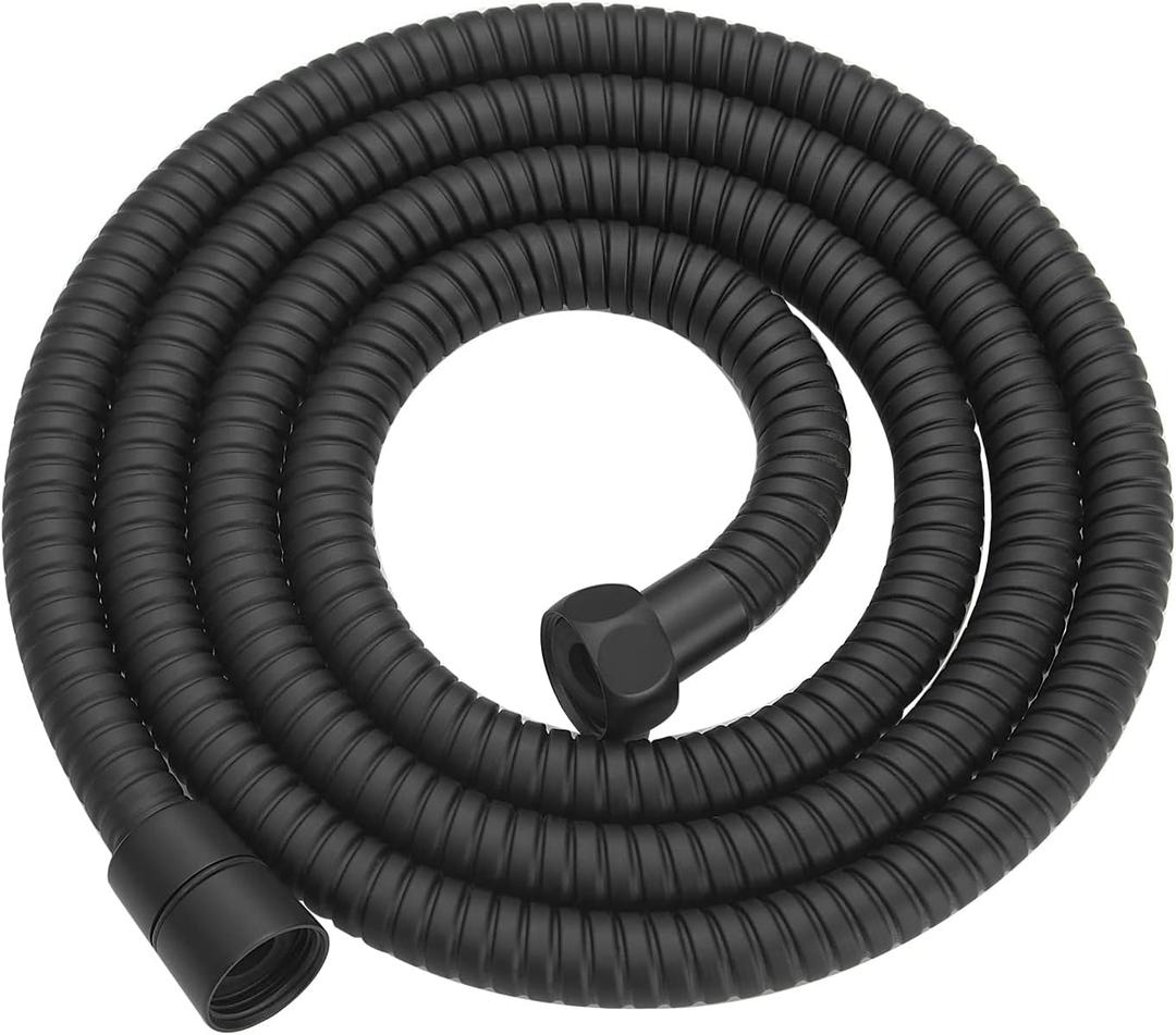 RUMOSE 79 inches Shower Hose Shower Head Extension Hose Extra Long Stainless Steel Shower Tube Attachment Flexible Handheld Shower Sprayer Hose, Matte Black
