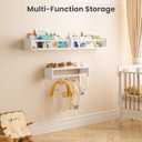 upsimples 2 Pack Nursery Book Shelves, 15.7 Inch Floating Bookshelves for Wall, Baby Nursery Decor, Small Solid Wood Wall Mounted Shelves for Baby Kids Boys Girls, White