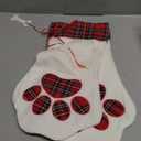 Jetec 2 Pieces 17.7 Inch Christmas Pet Stockings Cat Dog Paw Pattern Buffalo Plaid Fireplace Hanging Stockings for Christmas Fireplace Tree Decoration(Red)