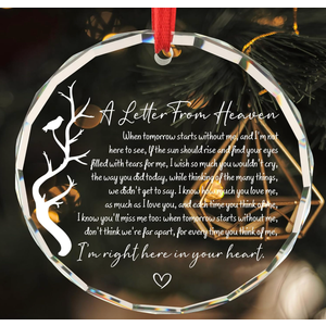 Memorial Ornaments for Loss of Loved One Sympathy Gifts a Letter from Heaven Bereavement Remembrance Gift for Loss of Mom Dad Husband Son Sorry for Your Loss Gifts Glass Round Ornament