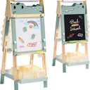 ROBOTIME Alligator Easel for Kids - 3-in-1 Adjustable Height Wooden Children Easel with Magnetic Whiteboard, Chalkboard & Paper Roll Holder, Fun Kid's Art Station for Boys & Girls Ages 3~12 Years