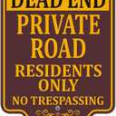 Dead End Private Road Residents Only No Trespassing Sign 12" x 8" With 35" Long Metal Property Driveway Traffic Stake With Stand Aluminum Outdoor Use Yard