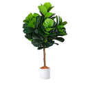 Artificial Plants Indoor-Fiddle Leaf Fig Tree Artificial Tree - 3ft Tall Faux Ficus Plant, Potted Fake Plant for Indoor and Outdoor Home Garden Decor (Fiddle Leaf Green)