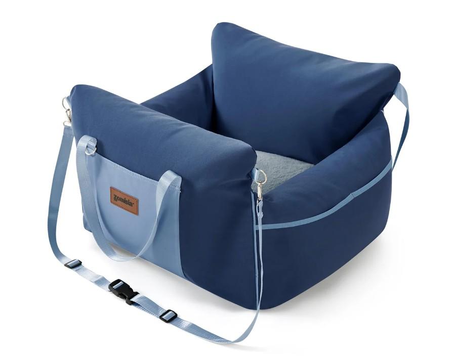 Dog Car Seat for Small Dogs - Waterproof Pet Booster Seat for Car with Clip-On Safety Leash, Soft Travel Carrier for Puppy up to 25 lbs, Memory Foam Filling and 2 Adjustable Buckles, Beige