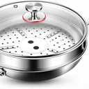 Toutrop Titanium Hammered Pan Pro,Frying Pans Nonstick,Flat Bottom Non-Stick Wok With Lid and Steamer Basket,Durable Scratch-Resistant Titanium Pans for Cooking,14inch with Steamer