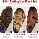 3 in 1 Curling Wand Set - SIQUER Hair Waver Curling Iron for Women with 3 Interchangable Ceramic Beach Waves Wands 1/2 Inch to 1 1/4 Inch Fast Heating Up Hair Curler with Box (Rose, Black)