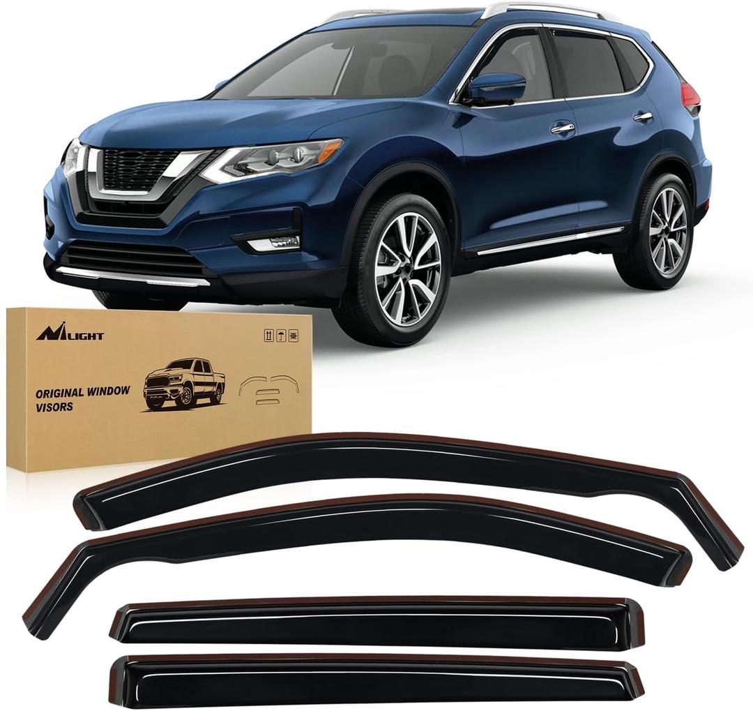Nilight in Channel Rain Guards for Nissan Rogue S SV SL(Not fit Sport Model) 2014-2020 Original Window Deflectors, Vent Window Visors-4PCS