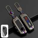 OLLEN Heavy Zinc Alloy Key Fob Cover, Fit for BMW 2023~up New 5/7 Series 740i 760i X1 X2 X3 X5 X6 X7 XM IX IX3 I5 I7 ect, Full Protection Remote Fob Cover with Carbon Fiber Pattern, Gunmetal (1 Pcs)