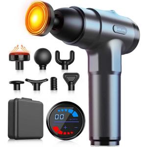 AERLANG Massage Gun with Heat Deep Tissue Back Massager Neck Massager for Pain Relief,Muscle Percussion Massage Gun, Birthday Gifts for Men Women Dad him Handheld Message Gun with 7Heads&Silent