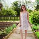 Nightgowns for Women, Women's Sleepwear Lightweight Cotton Nightdress, Crew Neck Sleepshirt Sleeveless Loose Fit (Blue, S)