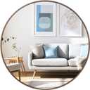 28 inch Round Bronze Mirror, Brushed Metal Framed Circle Wall Mirror for Bathroom Vanity, Bedroom Decor, Living Room, Entryway