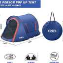 Pop-up Tent,2 Person Camping Tent,Instant Portable Beach Tent,Easy Pop Up Shade Tents 2 Doors for Camping Hiking & Traveling with Carrying Bag, 7.2ft x 4.5ft x 40in