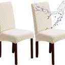 Genina Waterproof Chair Covers for Dining Room 2 Pack, Dining Chair Covers Dining Room Protectors Slipcovers for Kitchen, Parsons (Argyle-Beige, 2 PCS)