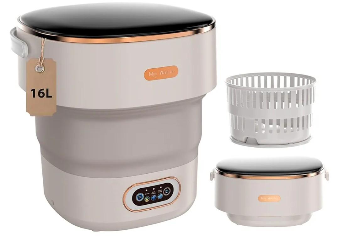 Portable Washing Machine,Mini Washer 16L Upgraded With Spin Basket,Small Clothes Folding Washing Machine Of Underwear, Baby And Small Clothes,Suitable For Home Apartments Dormitories, Hotels Khaki