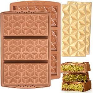2 Pcs Chocolate Bar Mold Deep Silicone Large Chocolate Molds Break Apart Pyramid Shape Thick Candy Bar Molds