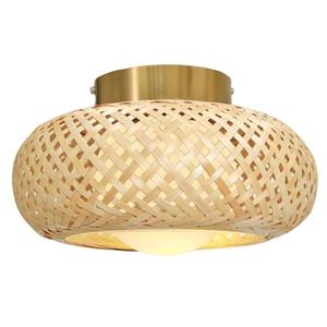 Folux Boho Light Fixture Ceiling Mount, Bamboo and Opal Glass, Mini Size 9.8’’, Hand-Woven Bamboo, for Hallway Entryway Bedroom Kitchen, Modern Farmhouse Light Fixture