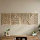 Wesiti 4 Pcs Wooden Mountain Wall Art Decor Large Abstract Wall Art for Living Room Modern Wood Panel Line Sculptures Nature Rustic Forest Hanging Decor for Office Bedroom Bathroom 15.7 x 12.2''
