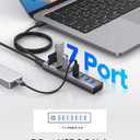ORICO 7-Port USB 3.0 Hub, Aluminum USB Multiple Adapter, 5Gbps USB Extender USB Splitter with 3.28Ft Cable, UBS-A Hub Long Cable for Desktop, PC, Flash Drive, Mobile HDD, Windows/XPS