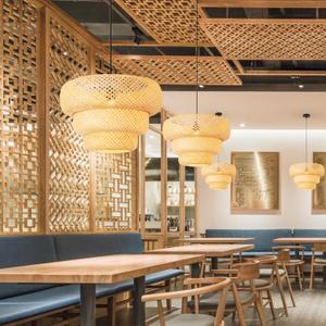 18.5" Bamboo Pendant Light,Boho Rattan Hanging Light 3-Tier Hand Woven Wicker Chandelier for Kitchen Island for Kitchen Island Dining Bedroom Living Room Restaurants