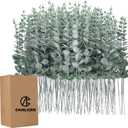 Canlierr 200 Pcs Eucalyptus Stems Faux Greenery Artificial Eucalyptus Leaves Decor Greenery Stems Branch for Wedding Centerpiece Flower Bouquet Farmhouse Home (Dark Green)