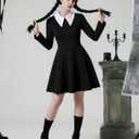 Oumbivil Adult Halloween Costumes Women Black Dress for Family Costume Party (Small)